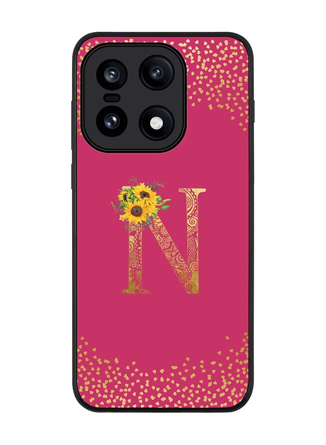 For OnePlus 15 Case,Slim fit Camera Protection, Shockproof Thin Phone cover  - Custom Floral Monogram - N ( Deep Pink )